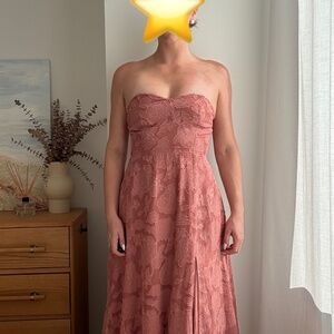 COPY - LULU's Prom Wedding Bridesmaid Romantic Garden Bustier Floral Flowy Maxi…